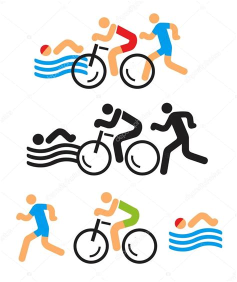 Símbolos de los iconos de Triatlón Vector de stock chachar 101474062