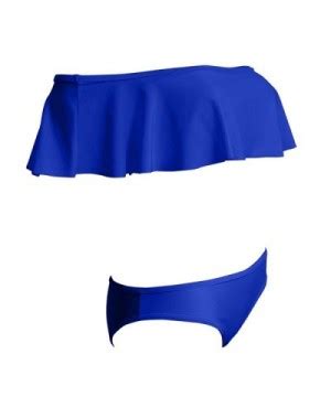 Lady Girls Off Shoulder Ruffle Swim Bathing Suit Bikini Two Piece Set Sapphire Blue CU O IYE