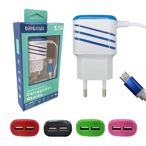 Carregador A Dual Usb Micro V Cabo Altomex Tecnofy Acess Rios