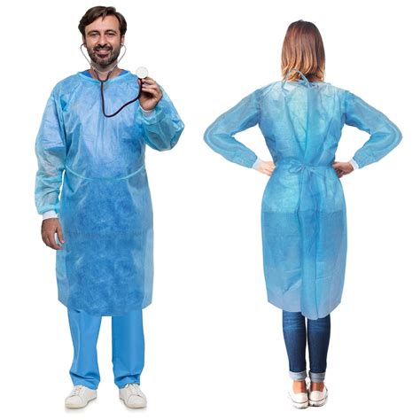 Disposable Isolation Gown Large 100 Pack Of Blue 45 GSM SMS