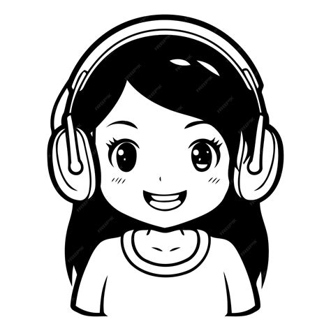 Premium Vector Illustration Of A Cute Girl Wearing A Headset Vector