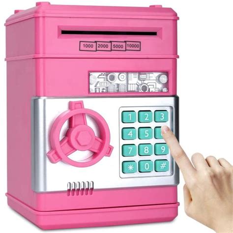 Mini Cofre Eletr Nico Digital Senha Para Notas E Moedas Rosa Gt