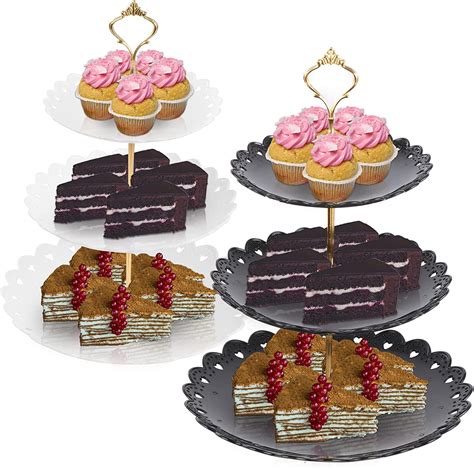 Kyrio 2 Pcs Présentoirs à Gâteaux 3 Niveaux Présentoir à Gâteaux en