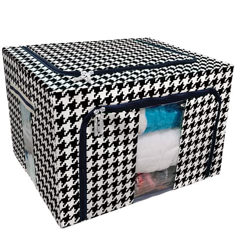 Pkqwtm Black And White Houndstooth Pattern Storage Bag Clear Window