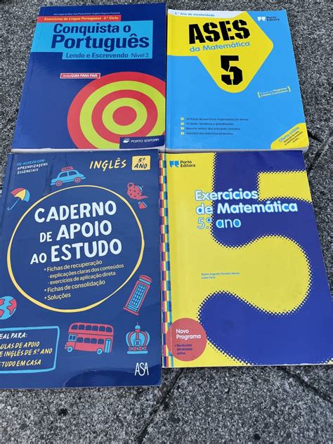 Livros de apoio ao estudo 5 ºano Português Matemática e Inglês