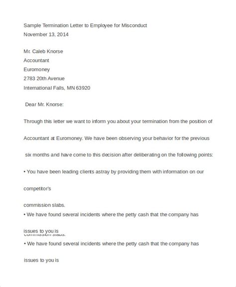 Employment Contract Termination Letter Template Download