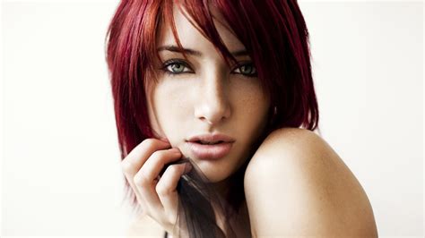 Women Redhead Susan Coffey Pale Face Blue Eyes Women Indoors