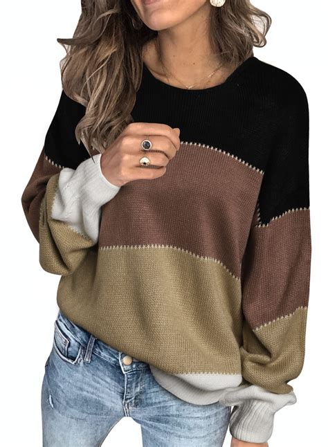 Asvivid Women S 2023 Spring Long Sleeve V Neck Color Block Striped