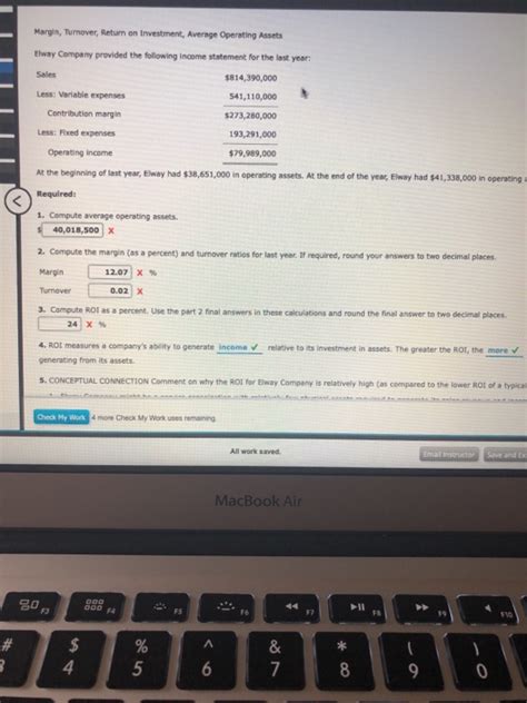 Solved Margin Turnover Return On Investment Average Chegg