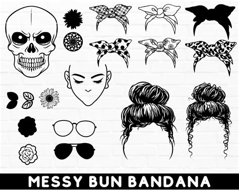 Messy Bun Svg Bundle Bandana Messy Hair Dont Care Mom Bun Etsy