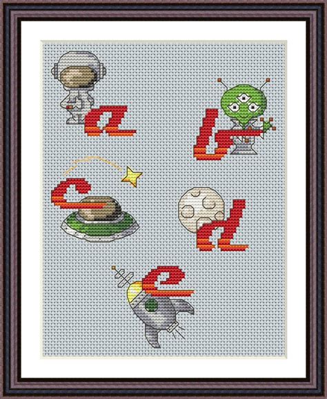 O Cross Stitch Aliens Pattern Letter Cross Stitch Aliens Embroidery