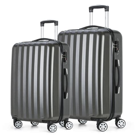 2017 Fochier Travel Luggage set 4 Wheels Cabin ABS Hard Shell Trolley Suitcase Dark Grey 20 ...