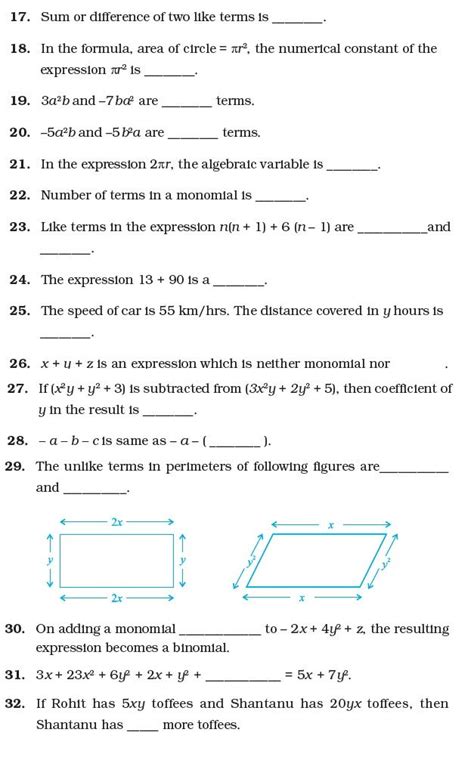 Algebraic Expression And Equation Worksheets