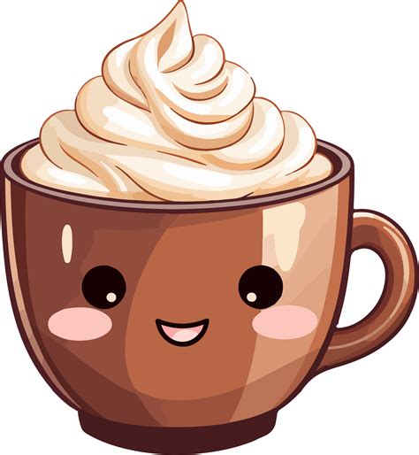 Ai Generated Cute Hot Chocolate In Cartoon Style Png