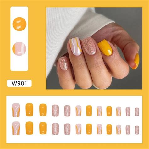 French Fake Nials Long Square Press On Nails Fashion False Nails Women