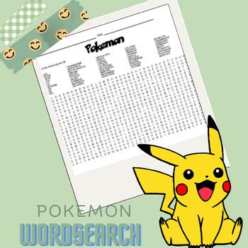 Pokemon Themed Word Search by McCrady English | TPT