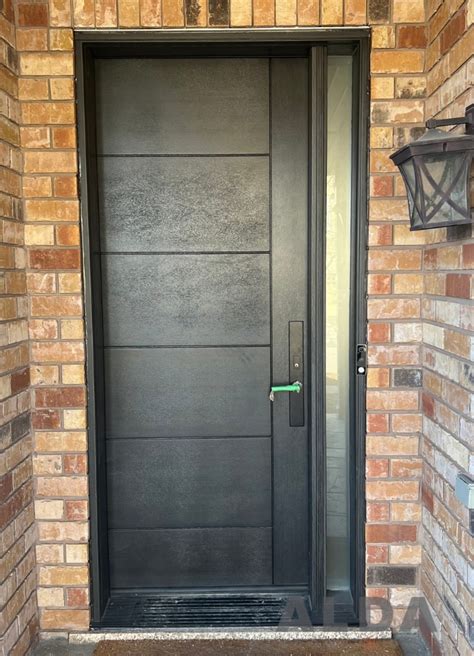 Black Fiberglass Entry Door With Narrow Sidelite Alda