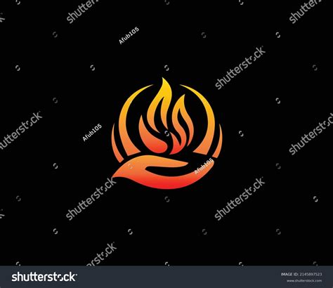 Fire Hand Combination Logo Design Icon Stock Vector Royalty Free