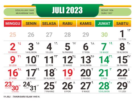 KALENDER JAWA JULI 2023 | dosenpintar.com