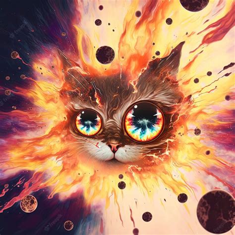 Premium Photo | Cool cat digital art painting.