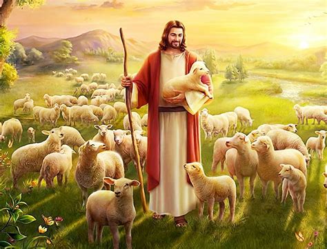 Jesus Christ Lamb Of God Lost Sheep Angel God Heaven 85x11 Photo
