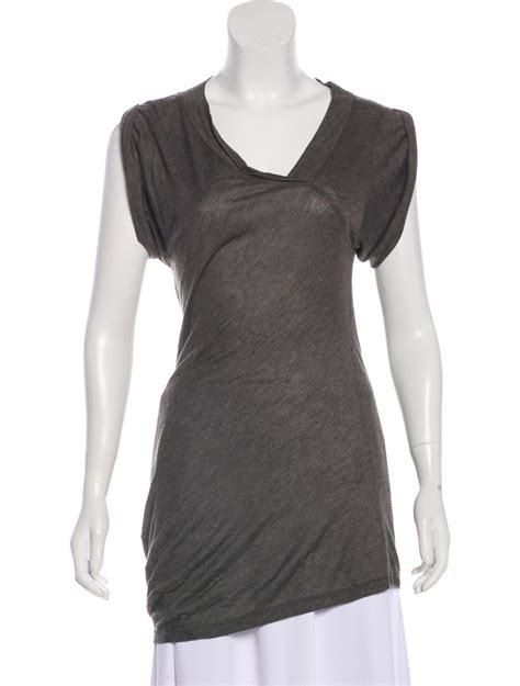 Grey Maxmara Jersey Knit Top With V Neck Short Sleeves And