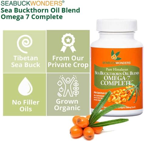 Sea Buckthorn Oil Blend Omega 7 Complete 60 Softgels 500mg Omega