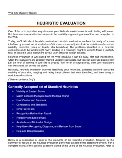 Free 7 Heuristic Evaluation Report Samples In Pdf Doc