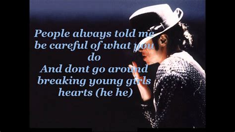 Michael Jackson Billie Jean Lyrics Youtube