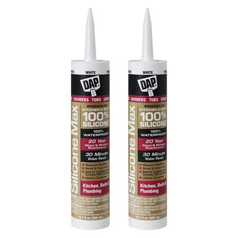 DAP Silicone Max 10 1 White Kitchen And Bath Silicone Sealant 2 Pack