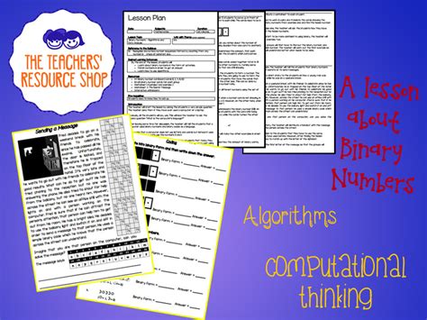 Computational Thinking Algorithm Binary Lesson Plan Activity Handouts