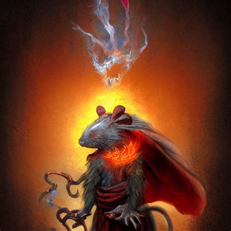 Krea Ai Fantasy Painting Of A Ghostly Rat Sorcerer With Gl