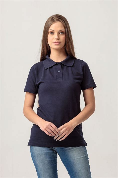 Camisa Polo Feminina Azul Marinho Loja Baziko