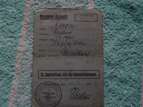 Osebni dokumenti 1939-60