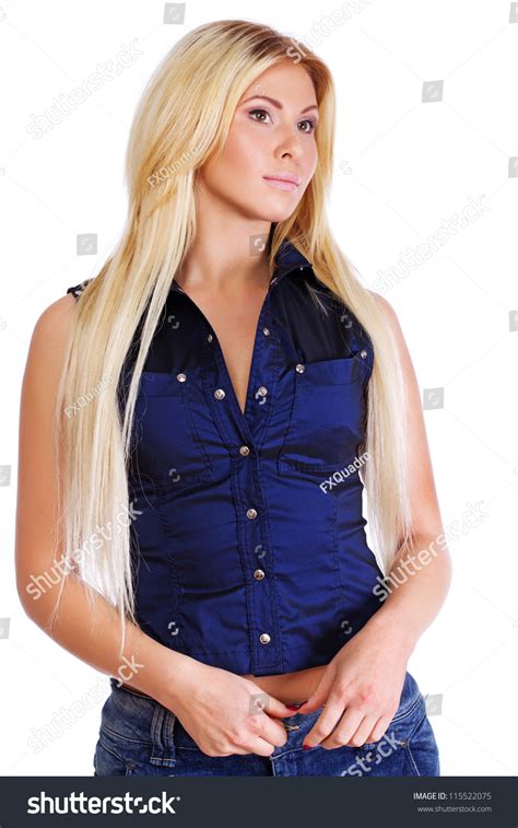 Portrait Sexy Blonde Posing Studio Stock Photo 115522075 Shutterstock