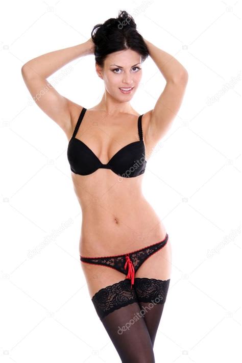 Sexy Brunette Woman Posing In Lingerie Stock Photo Arkusha 68597965