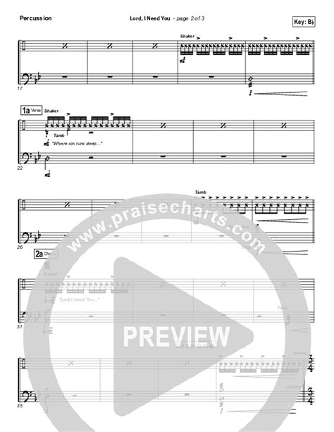 Lord I Need You Percussion Sheet Music Pdf Matt Maher Praisecharts