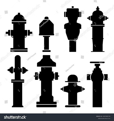 Fire Hydrant Set Silhouette Isolated Stencil Stock Vector Royalty Free