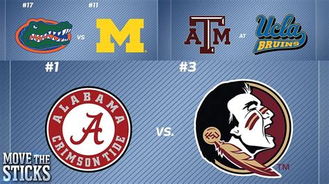 College Football Week 1 Game Picks Roll Tide Or No Tide Move The