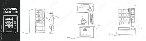 Continuous One Line Drawing Vending Machine Set Concept Smart Boy Use