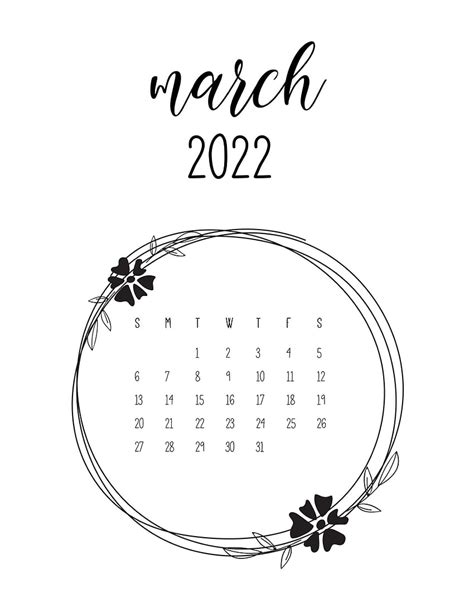 Cute Printable March 2022 Calendar