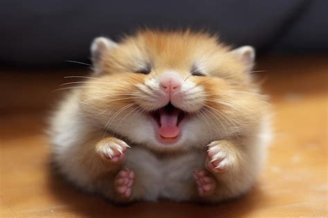 Premium Ai Image Funny Hamster With Stuffed Cheeks Smiling Looking At