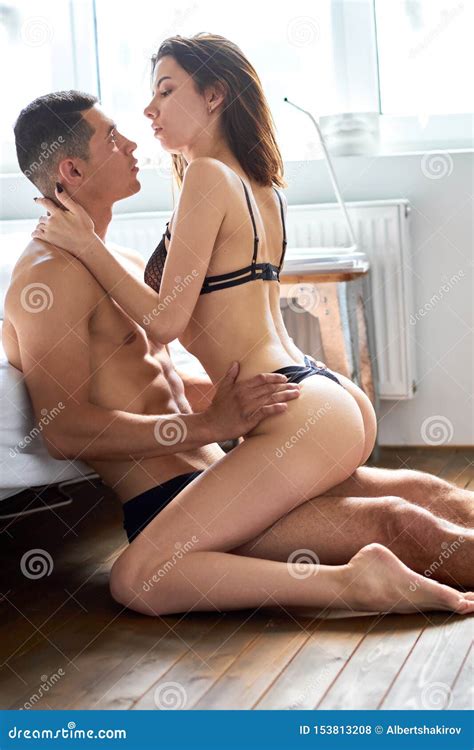 Slim Girl And Nude Man Having Sex On The Floor Stock Photo Image Of Dark Background 153813208