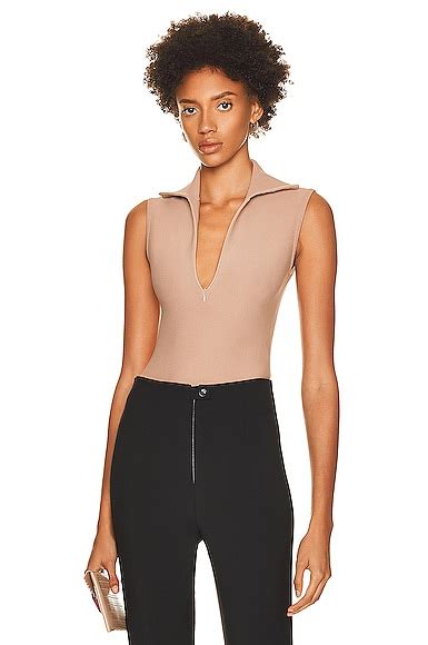 ALAÏA Angie Bodysuit in Nude FWRD