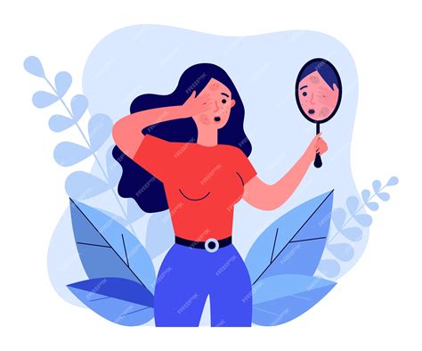 Premium Vector Upset Girl Looking In Mirror Flat Illustration