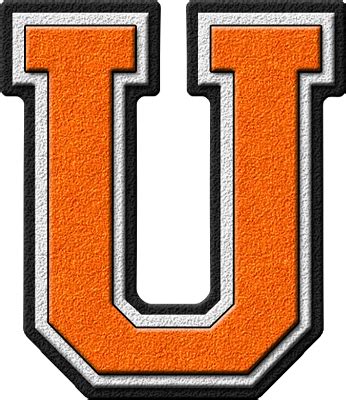 Presentation Alphabets Orange Varsity Letter U