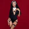 Jsy Nun Black Deep V Bodysuit Cosplay Lingerie Set Womens Sexy Teddy Erotic Costumes For Role