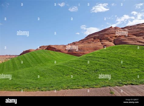 Red Hills And Green Hills Stock Photo Alamy