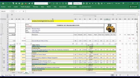 Programacion De Obra Presupuestos De Obra Excel Precex Youtube