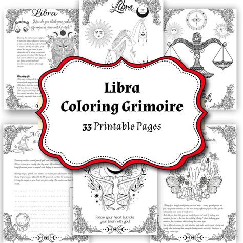 Libra Zodiac Star Sign Witchcraft Astrology Cheat Sheets 33 Coloring